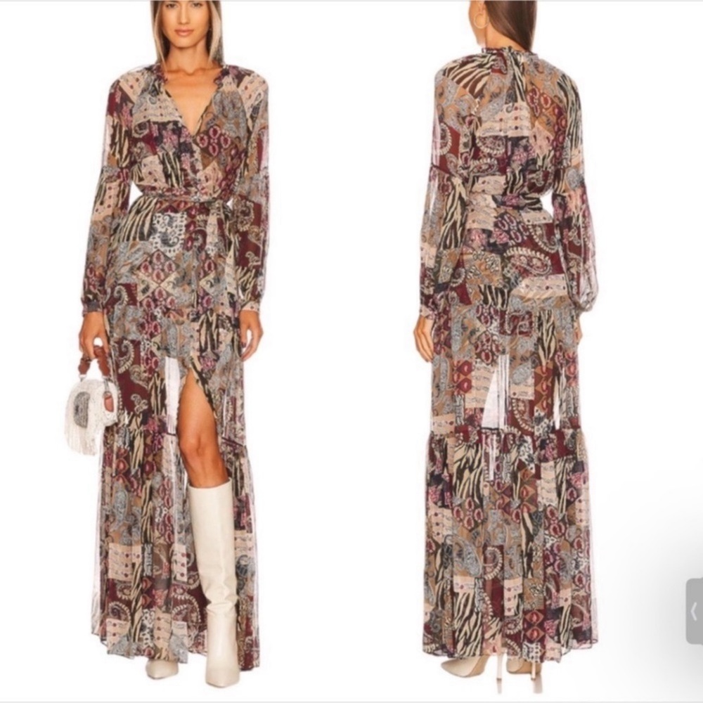 Veronica Beard Silk Isra Maxi Ruffle Hem Dress Sz 4